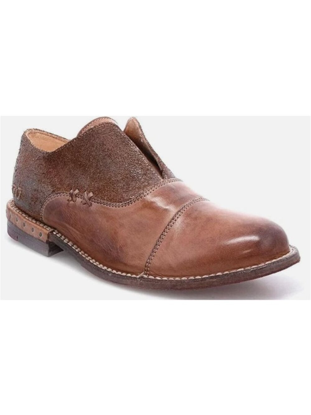 BED|STU Women's ROSE Cap Toe Slip-On Oxford Shoe Tan Rustic Mason Size US 6.5